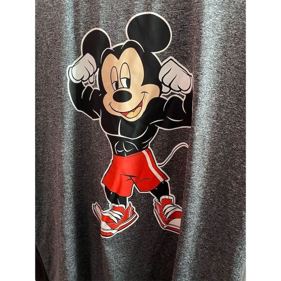 Disney Men's XL Gray Muscular Mickey Mouse Graphic T-Shirt Short Sleeve - Picture 2 of 4